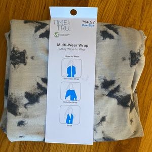 NWT multi-wear wrap! One size fits all! Tie dye style in gray/ muted gray